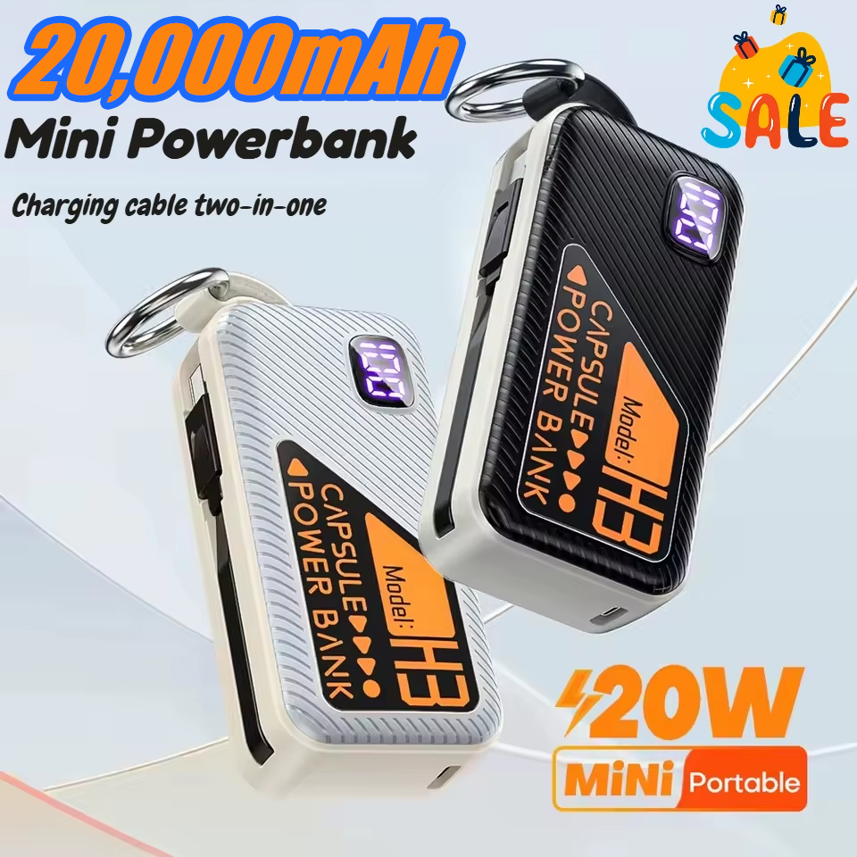 Portable Charger 20000Mah - Mini Power bank 20000mah Built-in Cable