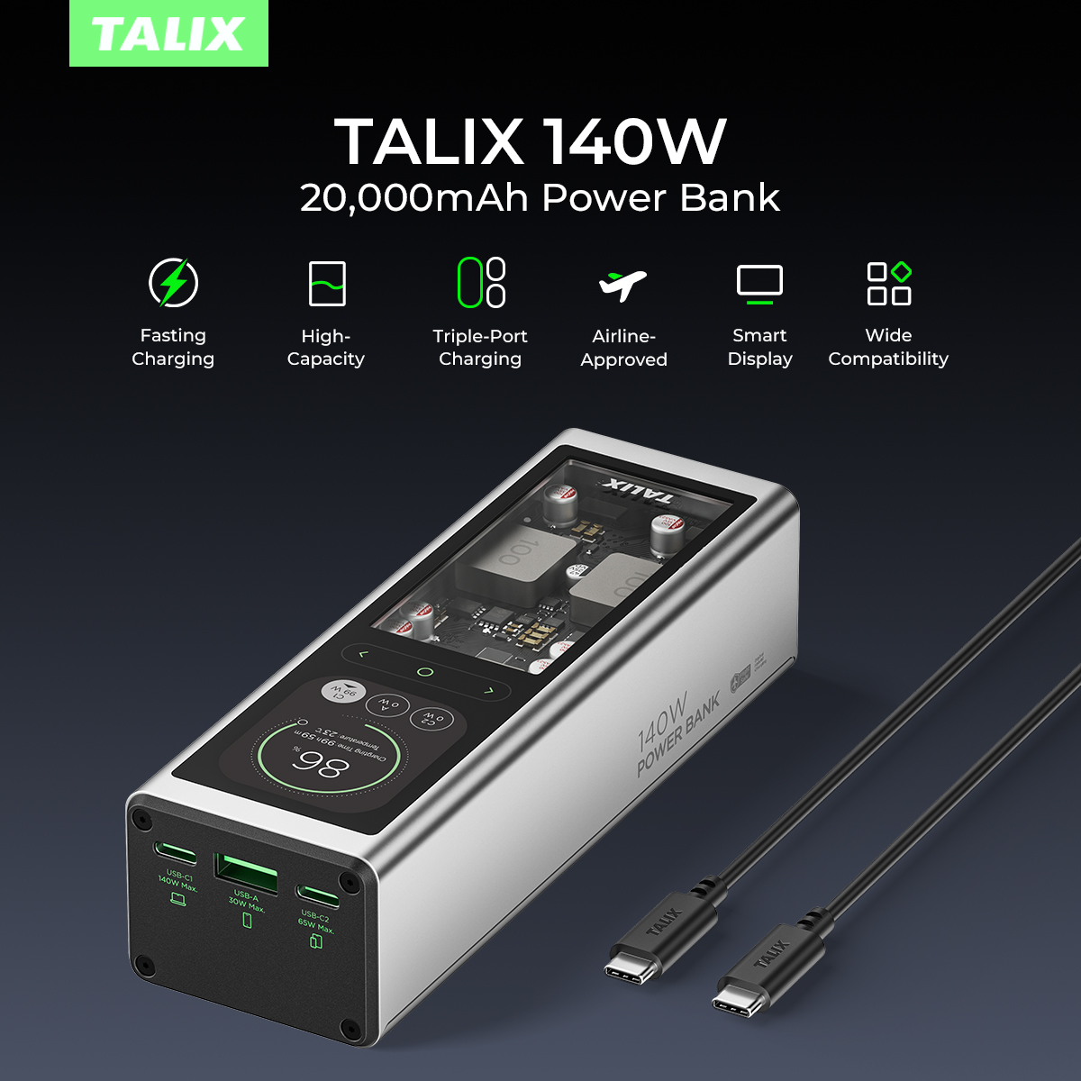 TALIX 140W Power Bank 20000mAh - Portable Charger 20000Mah のレビューと価格