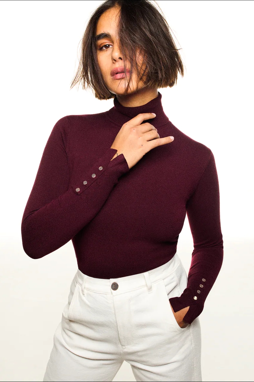Bla High Collar Knitted Sweate - Phone Accessories On Top のレビューと価格
