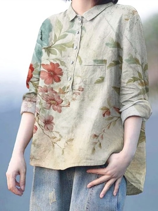 Retro Print  Collar Cotton Lin - Phone Accessories On Top のレビューと価格